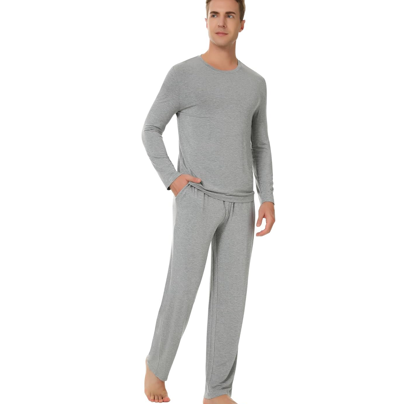 Cozy Pants Set Mens Pajama Sets Custom Lounge Wear Custom Casual Loose Bamboo Men's 2 Piece Sleepwear