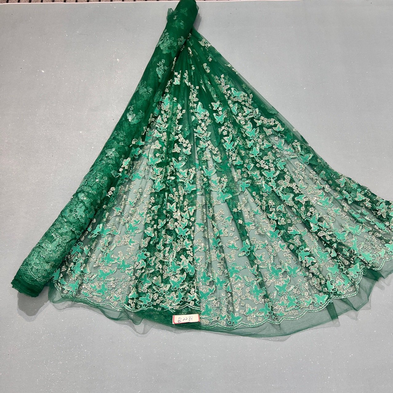 White Butterfly New Fashion white beads net fabric Printing 100% polyester bridal glitter Mesh Tulle Fabric