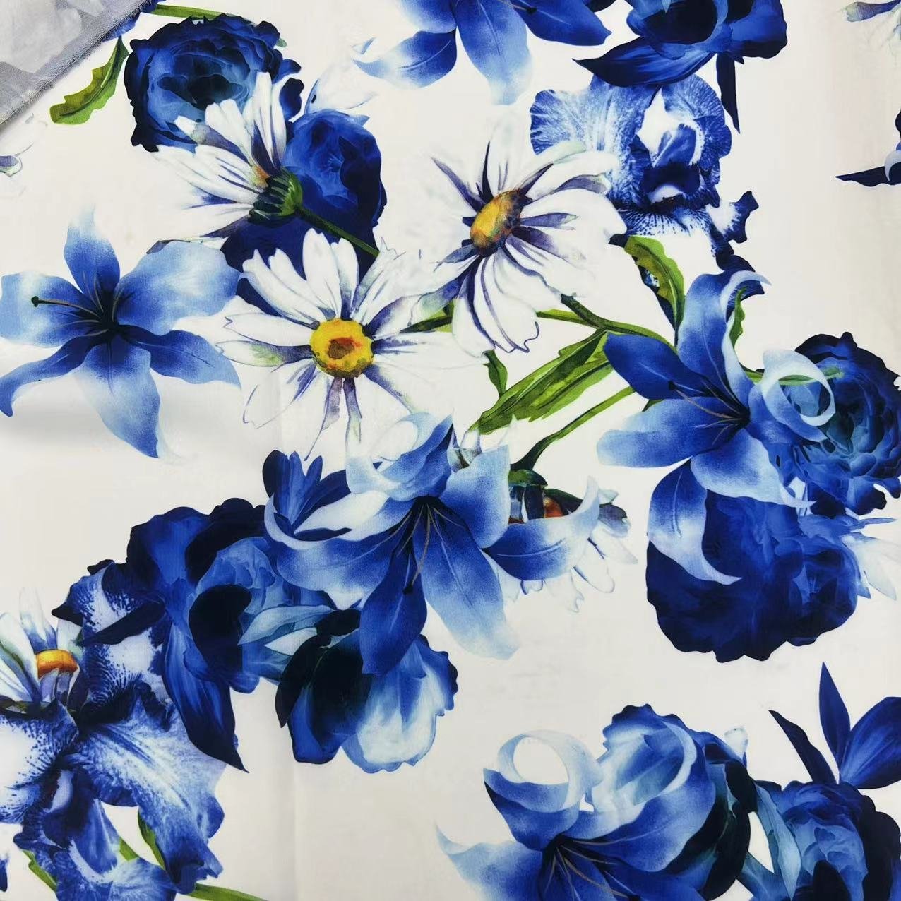 luxury vintage florals dry feel breathable linen type cey 100%polyester digital printing fabrics for skirt blouse dresses suit
