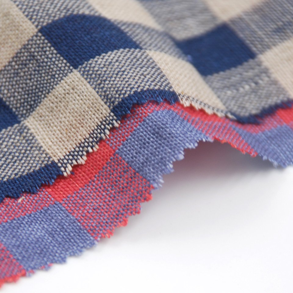 Stocklot cloth organic plaid seersucker hemp 100% linen yarn dyed check fabric for clothing
