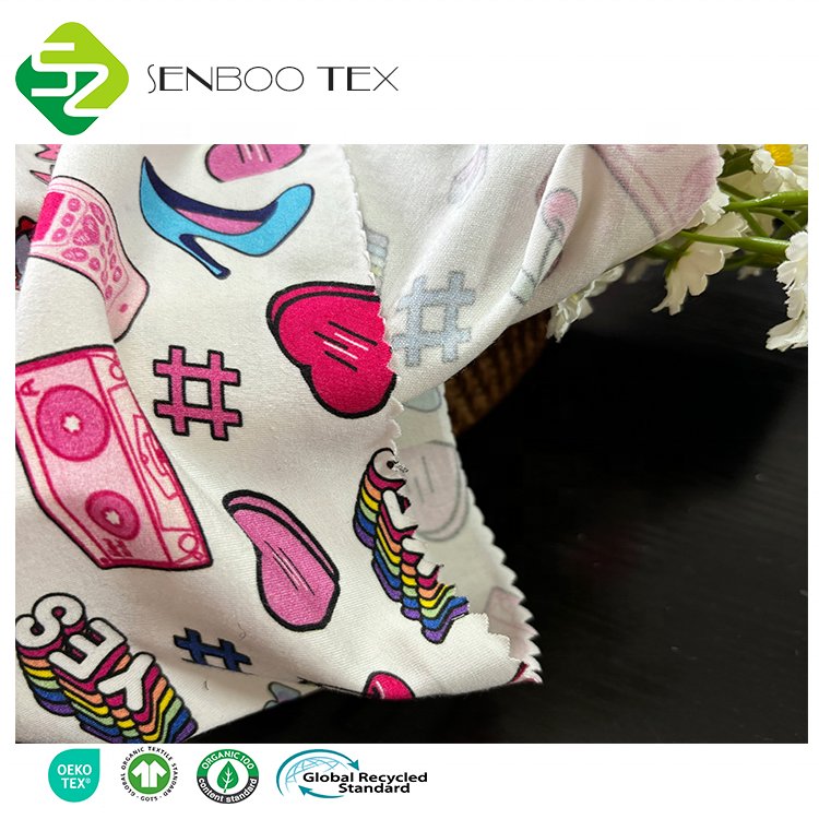 Organic Anti-UV 95% Vicose Bamboo 5% Spandex Single Jersey Print Fabric for Girls Dyed Pattern Sportswear & Shirt Dress
