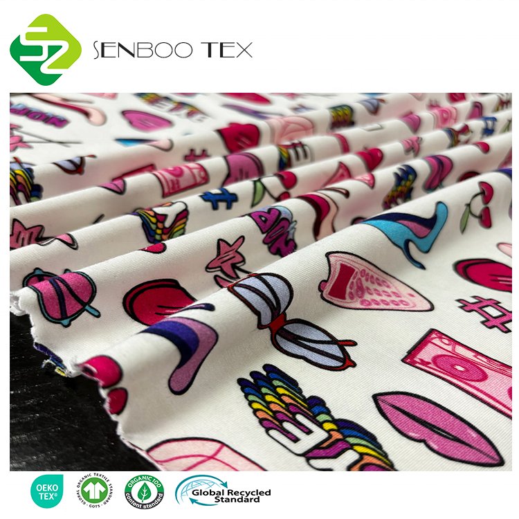 Organic Anti-UV 95% Vicose Bamboo 5% Spandex Single Jersey Print Fabric for Girls Dyed Pattern Sportswear & Shirt Dress