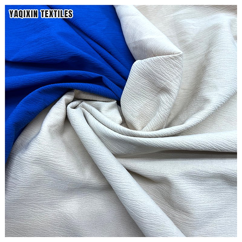 YX70# White Soft Airflow Crinkle Cey Crepe Fabric for Clothing Polyester Spandex 4 Way Stretch Crepe Fabric