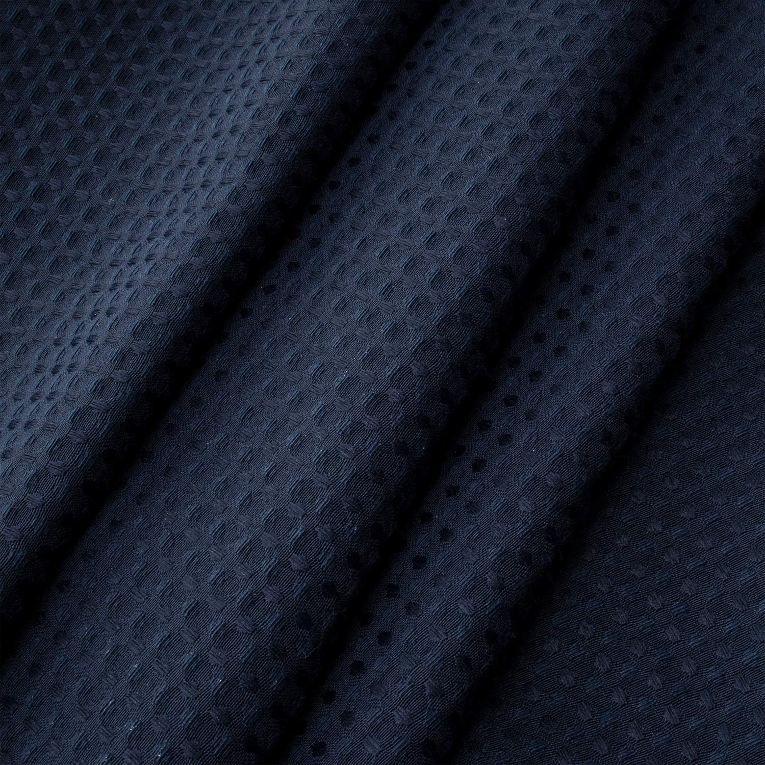 Custom Size 100% Polyester Hookless Shower Curtain Waffle Weave Plain Fabric Bathroom Curtains