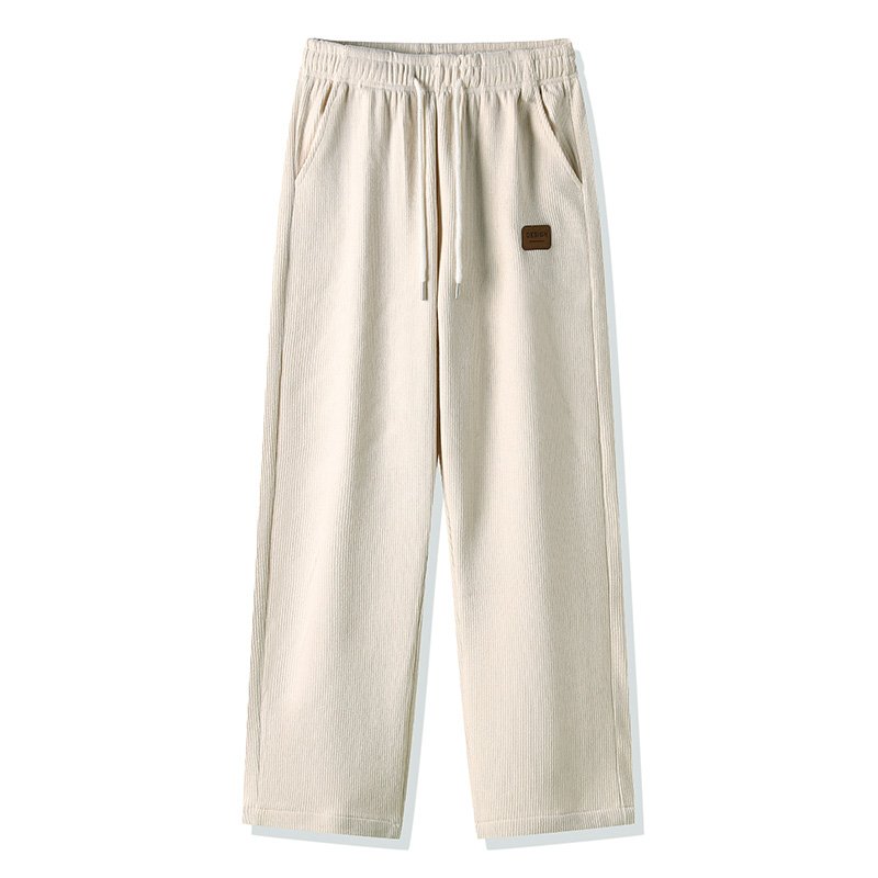 Men's Casual Thick Plush Pants Large Size Fitness/Korean/Outdoor/Business Style Trackpants Drawstring Closure Light Printed