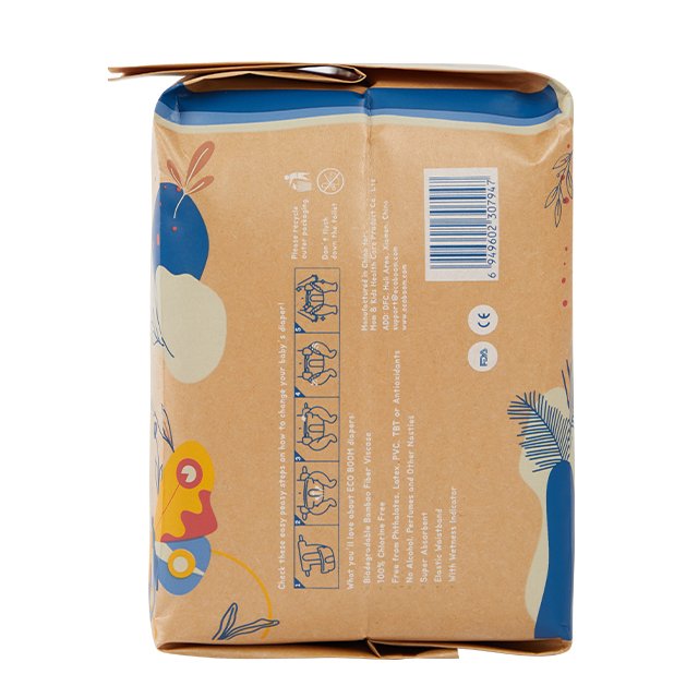 ECO BOOM baby nappy batch order sustainable chlorine free degradable pure white bamboo soft