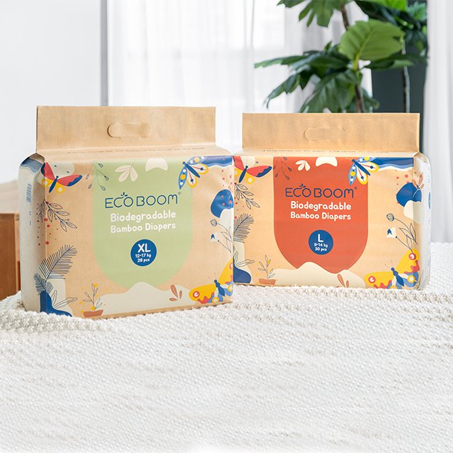 ECO BOOM baby nappy batch order sustainable chlorine free degradable pure white bamboo soft