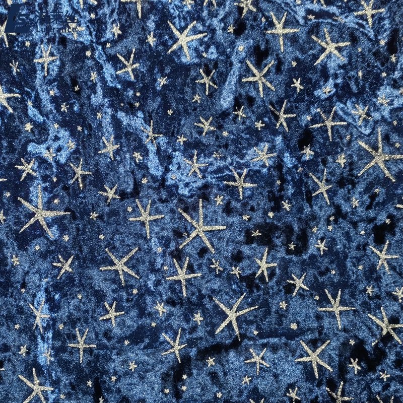 95%Polyester 5%Spandex ice velvet weft knitted spandex fabric rolls gold diamond crushed velvet Fabric