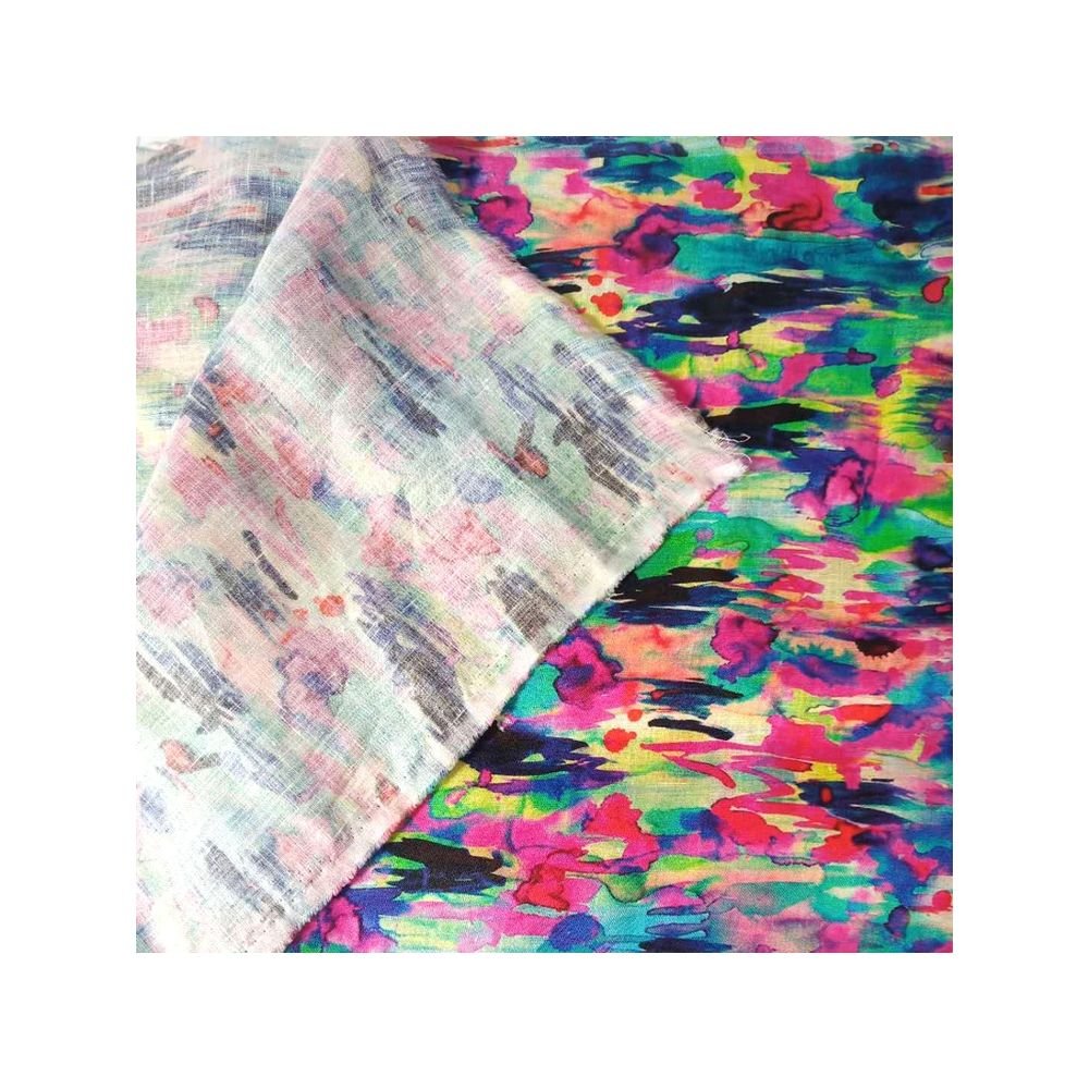 High quality digital printing 100% linen fabric fashionable floral design for Hometextile