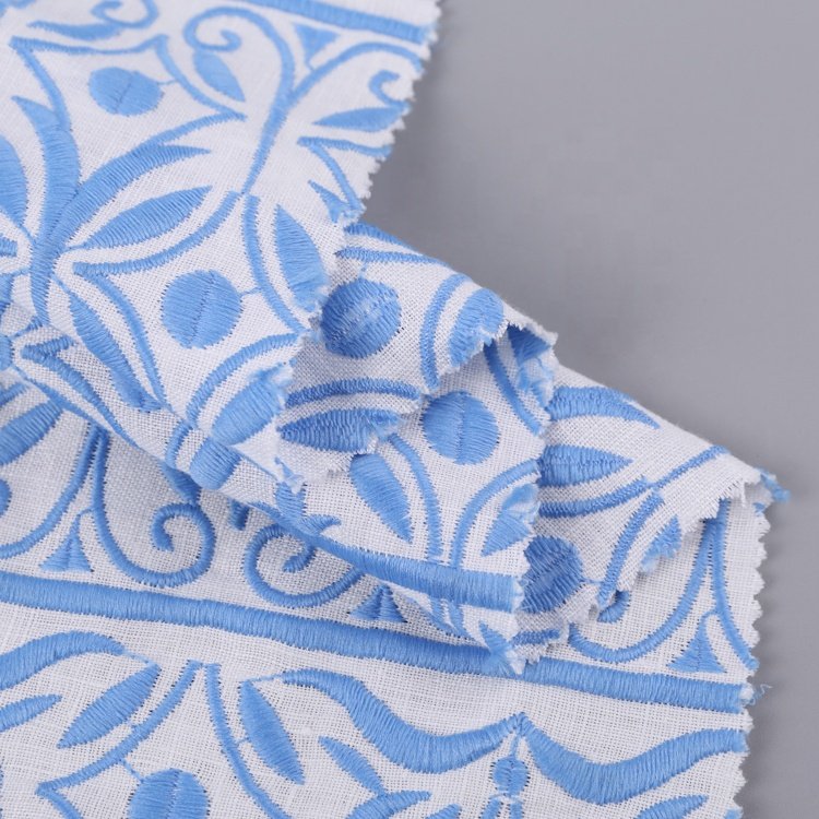 HA-14694D Custom Pattern Geometry 100% Linen Sustainable Embroidered Fabric