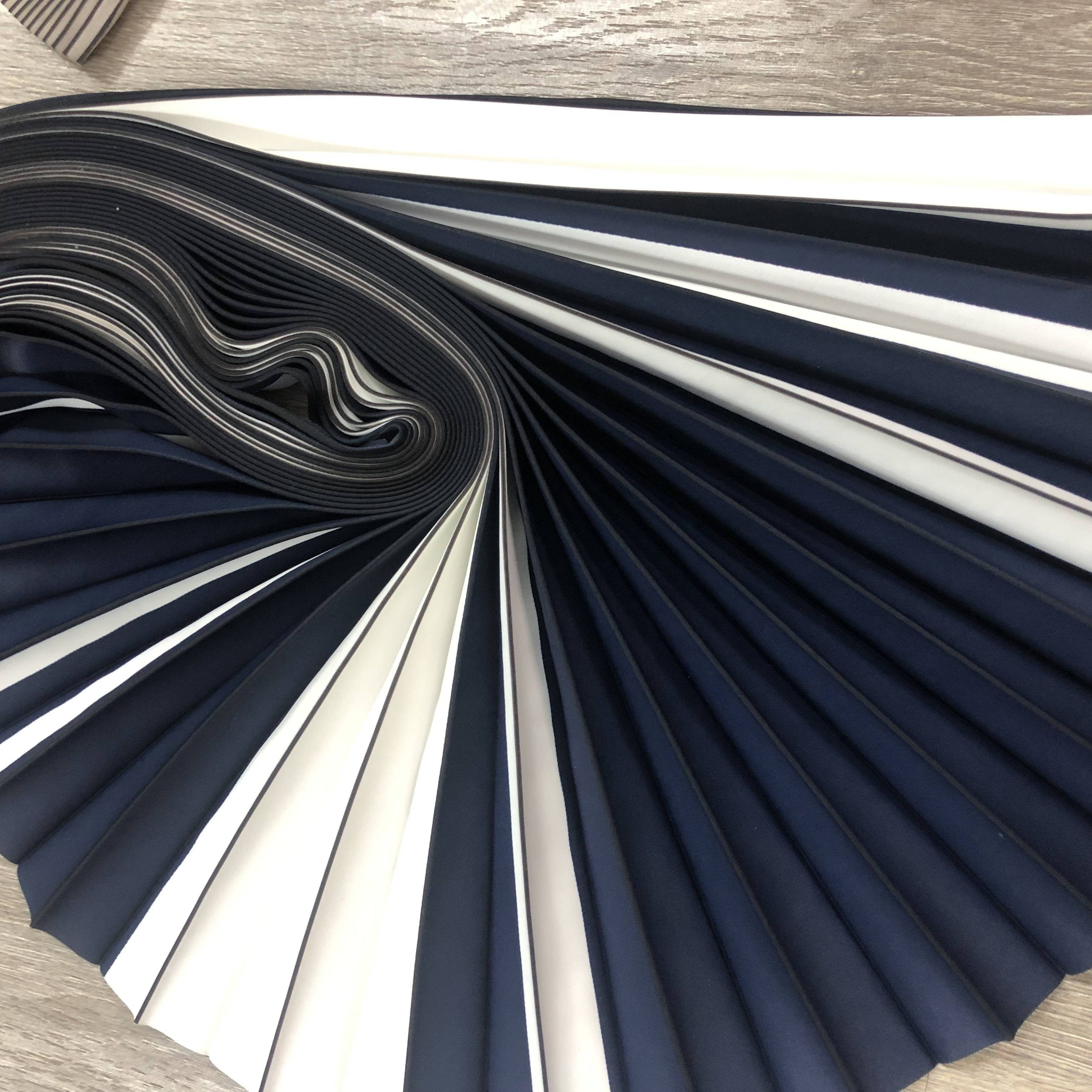 Fancy Pleated Stripe Chiffon Silk Creative Texture Fabric For Dress With Good Drape