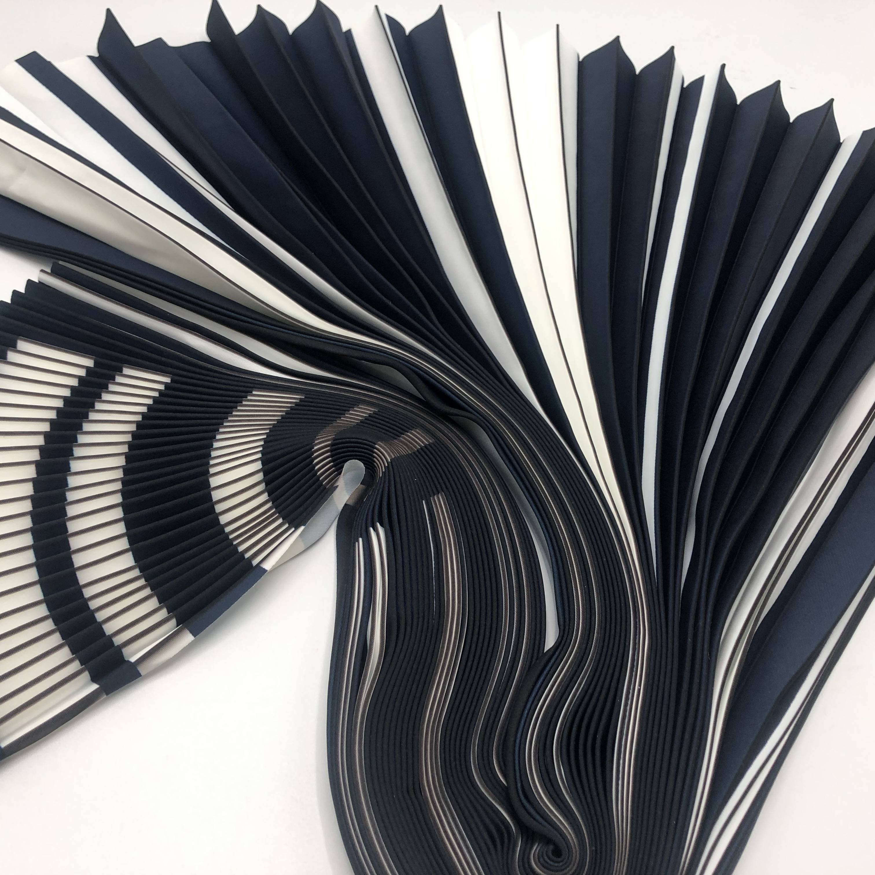 Fancy Pleated Stripe Chiffon Silk Creative Texture Fabric For Dress With Good Drape