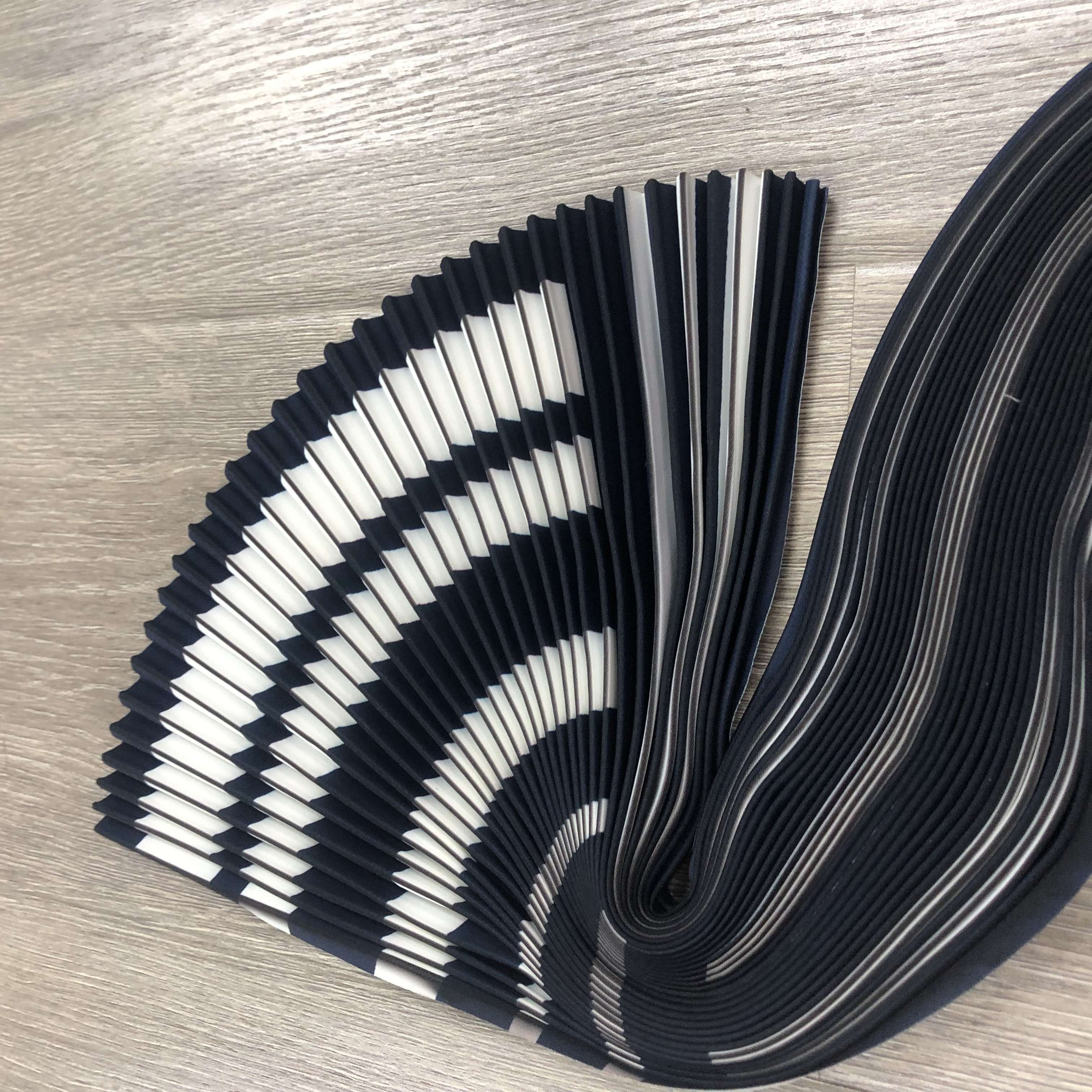 Fancy Pleated Stripe Chiffon Silk Creative Texture Fabric For Dress With Good Drape