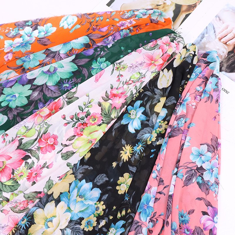 Women's Anti-mosquito Comfortable Breathable Micro Permeable Printed Pearl Chiffon Dress fabric