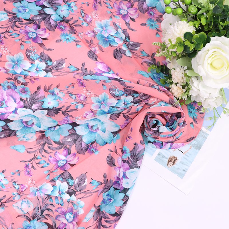 Women's Anti-mosquito Comfortable Breathable Micro Permeable Printed Pearl Chiffon Dress fabric
