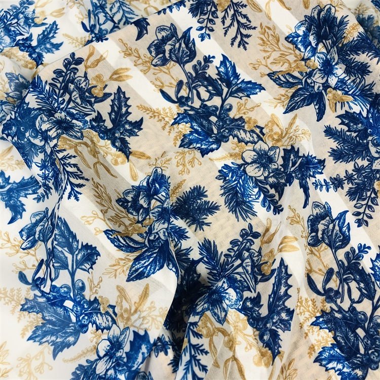 HIGH FASHION polyester woven jacquard weave STRIPE CHIFFON PRINTED FABRIC FOR DRESS
