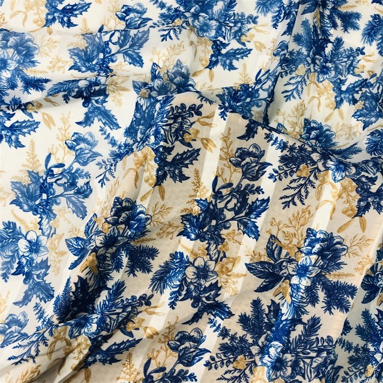 HIGH FASHION polyester woven jacquard weave STRIPE CHIFFON PRINTED FABRIC FOR DRESS