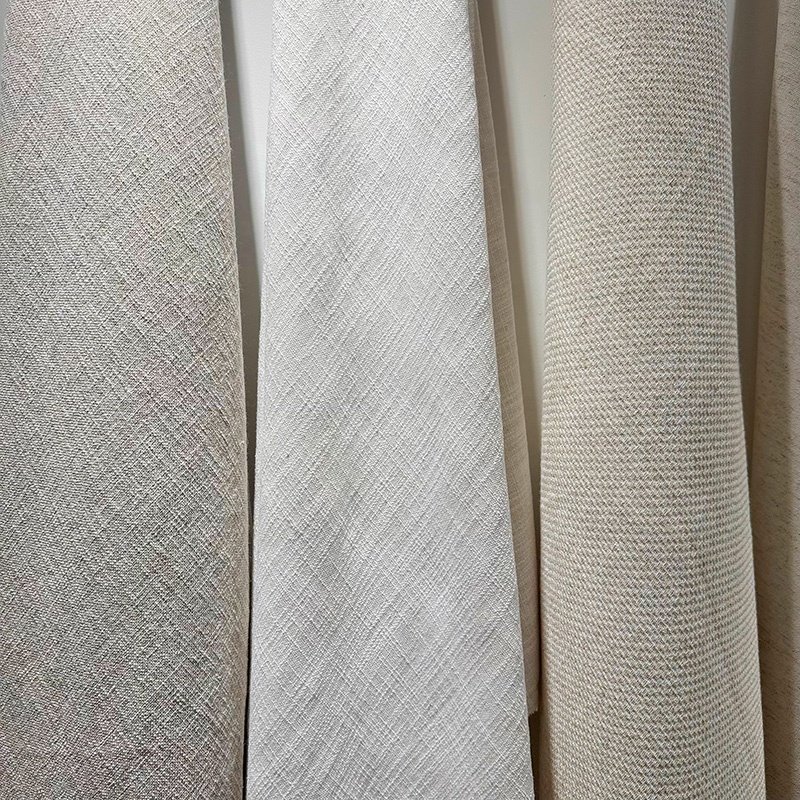 hot sale 90%Poly 10%Linen plain white linen stock fabric for curtain cushion cover and bed cover