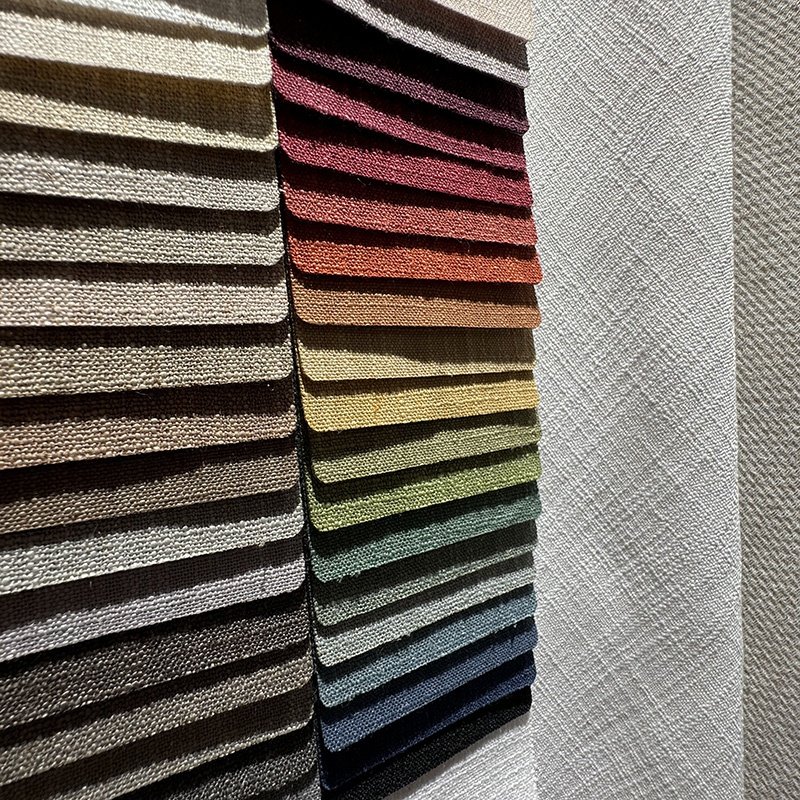 hot sale 90%Poly 10%Linen plain white linen stock fabric for curtain cushion cover and bed cover