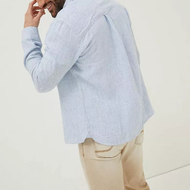 Custom Embroidered Casual Button Up Long Sleeve Men's Linen Shirts