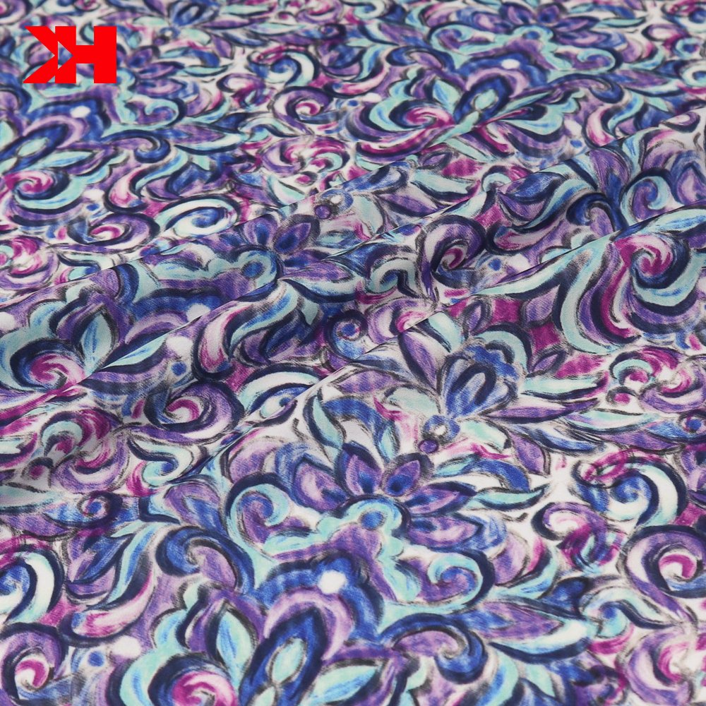 Silk charmeuse satin printed fabric polyester wholesale chiffon digital custom floral print fabric