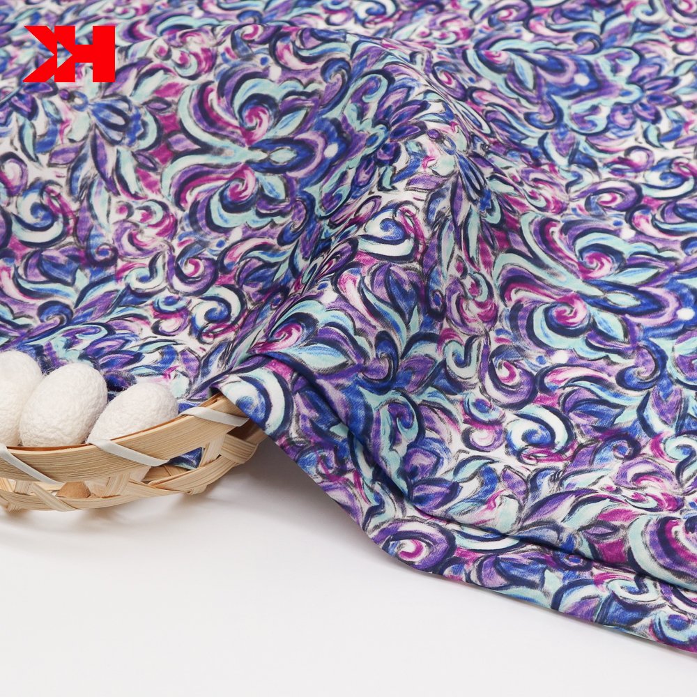 Silk charmeuse satin printed fabric polyester wholesale chiffon digital custom floral print fabric