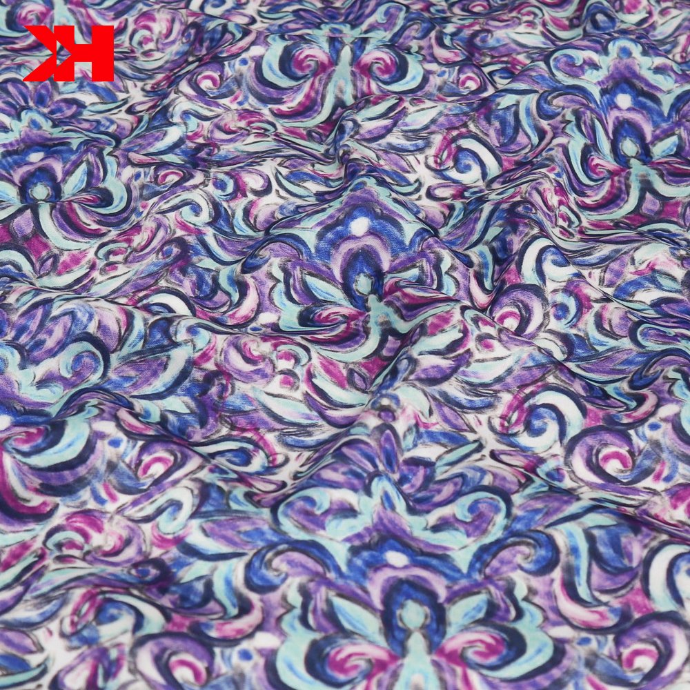 Silk charmeuse satin printed fabric polyester wholesale chiffon digital custom floral print fabric