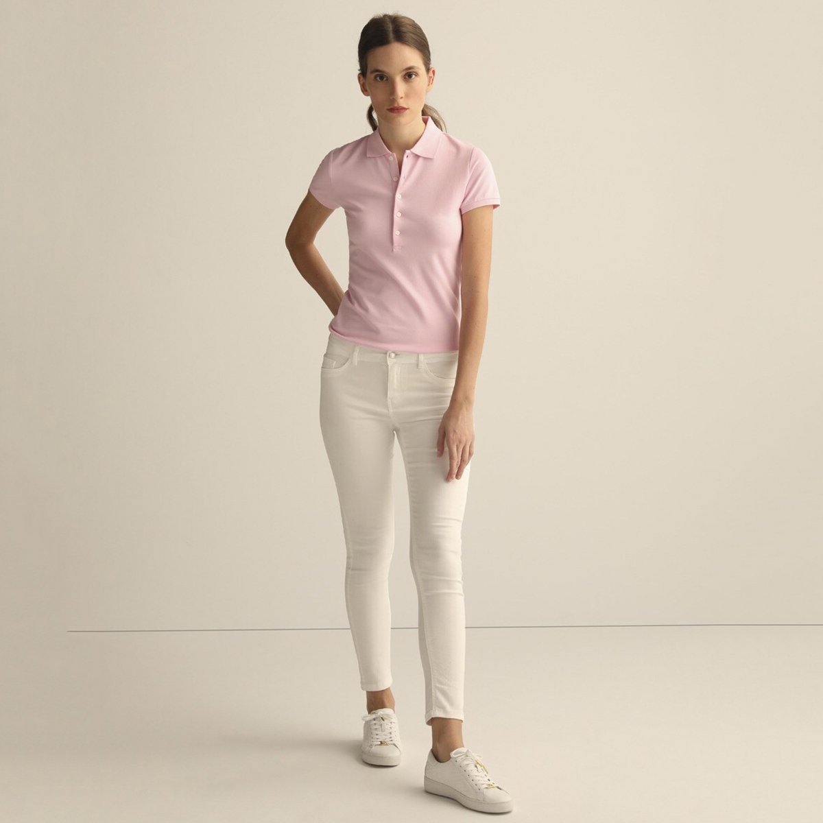 Wholesale Women's Slim Fit Polo Shirt Custom Logo Casual Solid & Print Jersey Polyester Spandex Short Sleeve Knitted Fabric