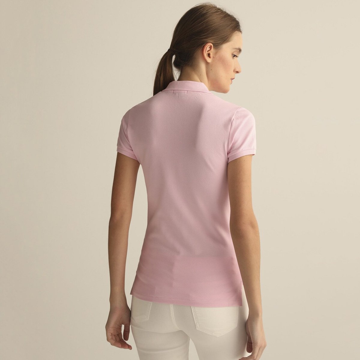 Wholesale Women's Slim Fit Polo Shirt Custom Logo Casual Solid & Print Jersey Polyester Spandex Short Sleeve Knitted Fabric