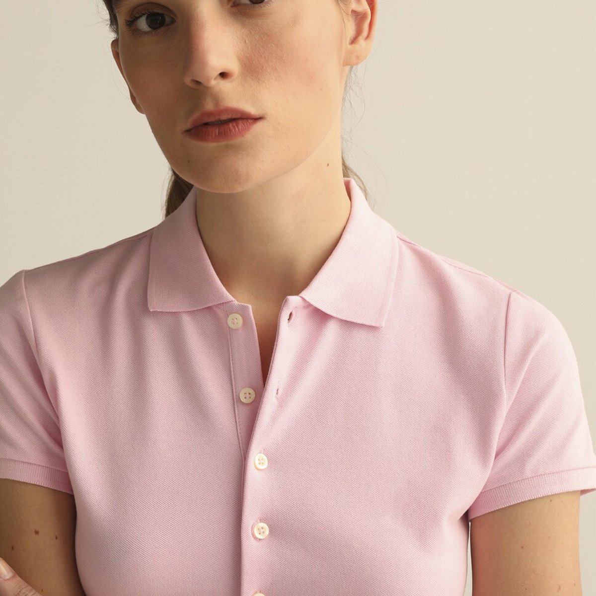 Wholesale Women's Slim Fit Polo Shirt Custom Logo Casual Solid & Print Jersey Polyester Spandex Short Sleeve Knitted Fabric