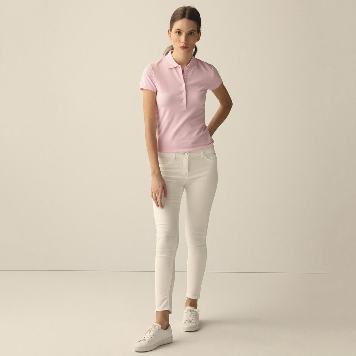 Wholesale Women's Slim Fit Polo Shirt Custom Logo Casual Solid & Print Jersey Polyester Spandex Short Sleeve Knitted Fabric