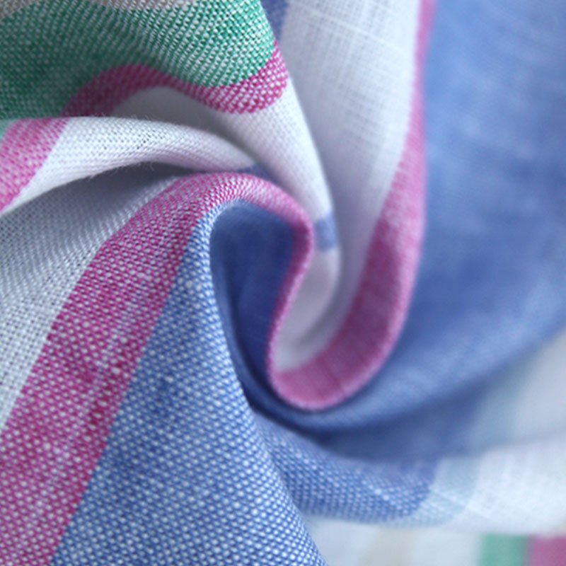 Accept customization Yarn Dyed Striped 100 Linen Fabric for Women Shirts and Dress
