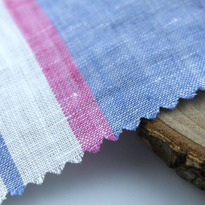 Accept customization Yarn Dyed Striped 100 Linen Fabric for Women Shirts and Dress
