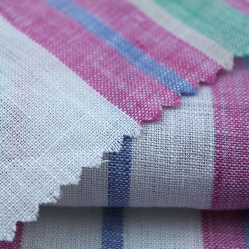 Accept customization Yarn Dyed Striped 100 Linen Fabric for Women Shirts and Dress