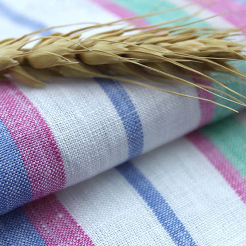 Accept customization Yarn Dyed Striped 100 Linen Fabric for Women Shirts and Dress