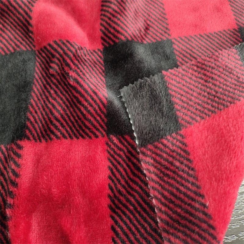 Leila Textile Printed Check Pattern 100% Polyester 335 Gsm Brushed Fleece Flannel Fabric