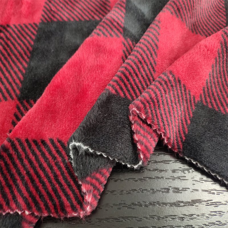 Leila Textile Printed Check Pattern 100% Polyester 335 Gsm Brushed Fleece Flannel Fabric