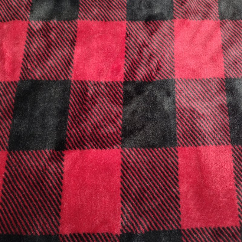 Leila Textile Printed Check Pattern 100% Polyester 335 Gsm Brushed Fleece Flannel Fabric