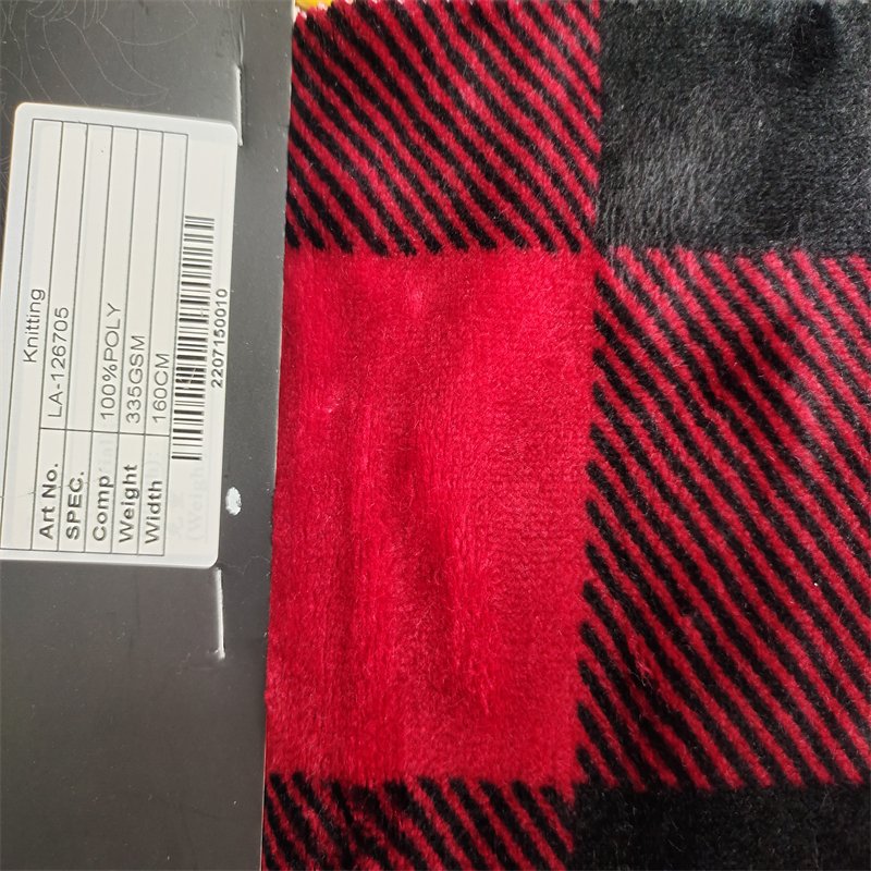 Leila Textile Printed Check Pattern 100% Polyester 335 Gsm Brushed Fleece Flannel Fabric