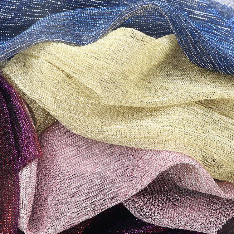 OEM custom 100% polyester 50-60gsm light weight knitted yarn dyed multi-color fabric for women clothing