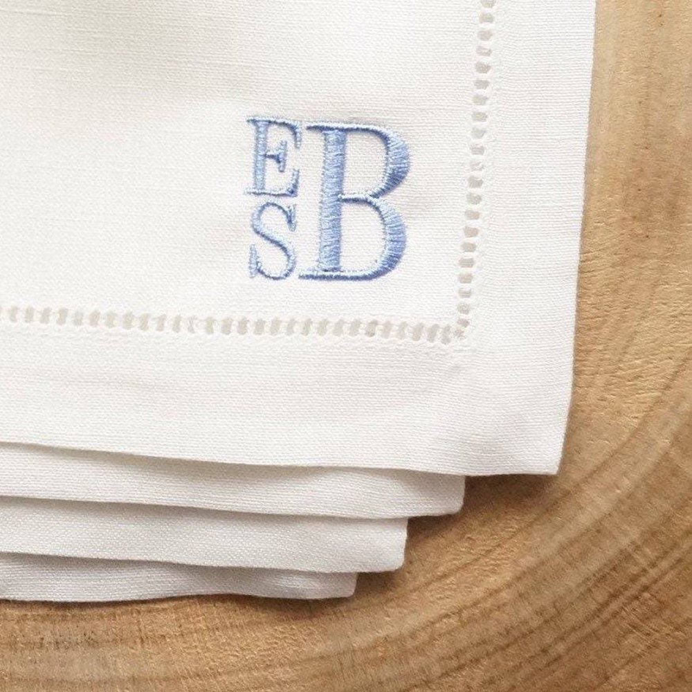 Monogram custom wine mat for hotel French luxury fabric 100% cloth Linen cocktail Napkins For wedding 6x6 inches with hemistitch