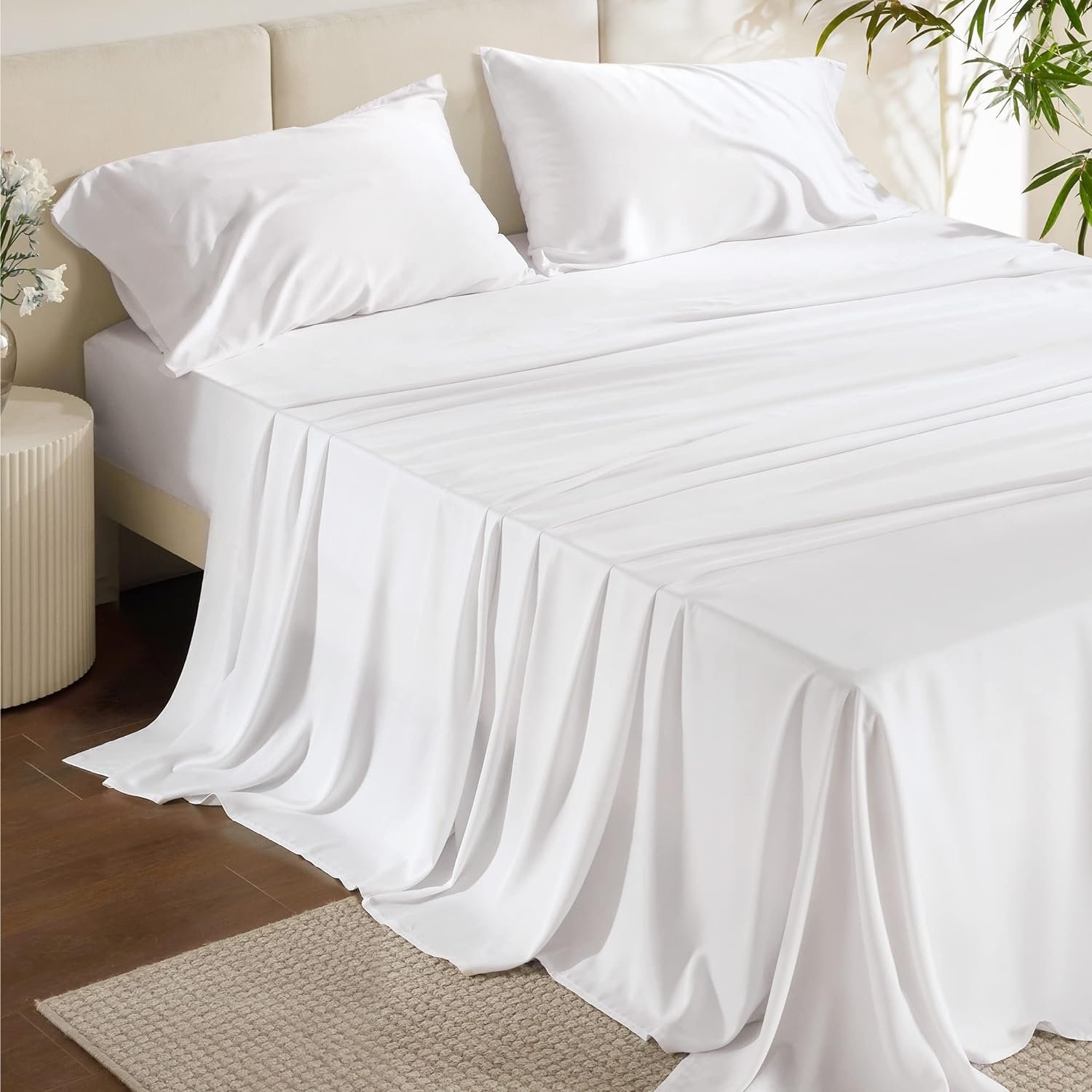 Easy Care Fabric Organic Grey Bamboo 4 Pieces Bedding Sets Bamboo Lyocell Bedding Set