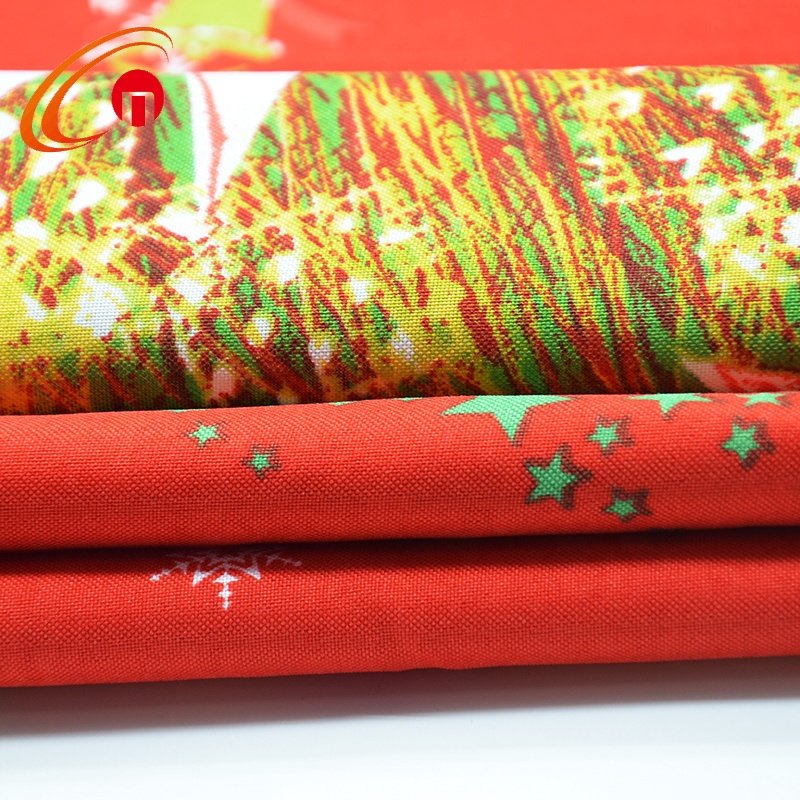 Chunnuo Textile 100% Polyester Woven Fabric Mini Matt Merry Christmas pattern for Table Colth