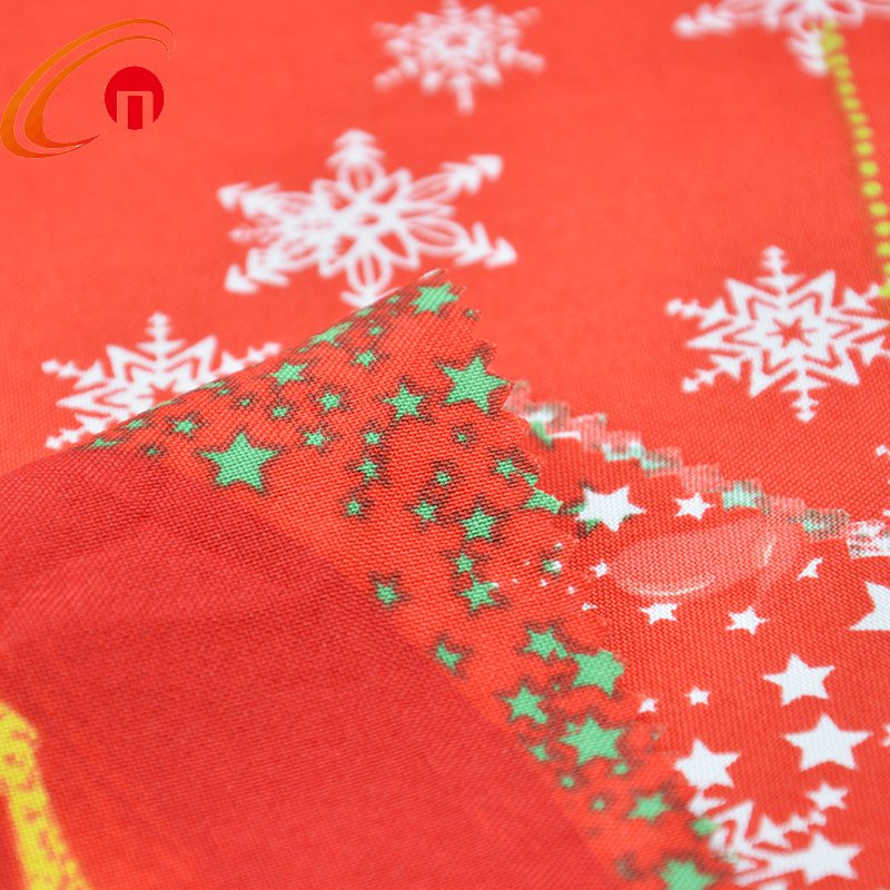 Chunnuo Textile 100% Polyester Woven Fabric Mini Matt Merry Christmas pattern for Table Colth