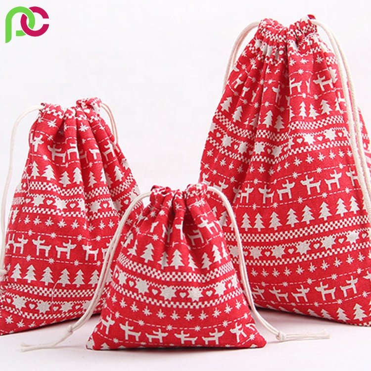 Quality Fabric Multi size Custom Printed Organic Canvas Cotton Tote Cosmetic Storage Gift Drawstring Pouch Bag