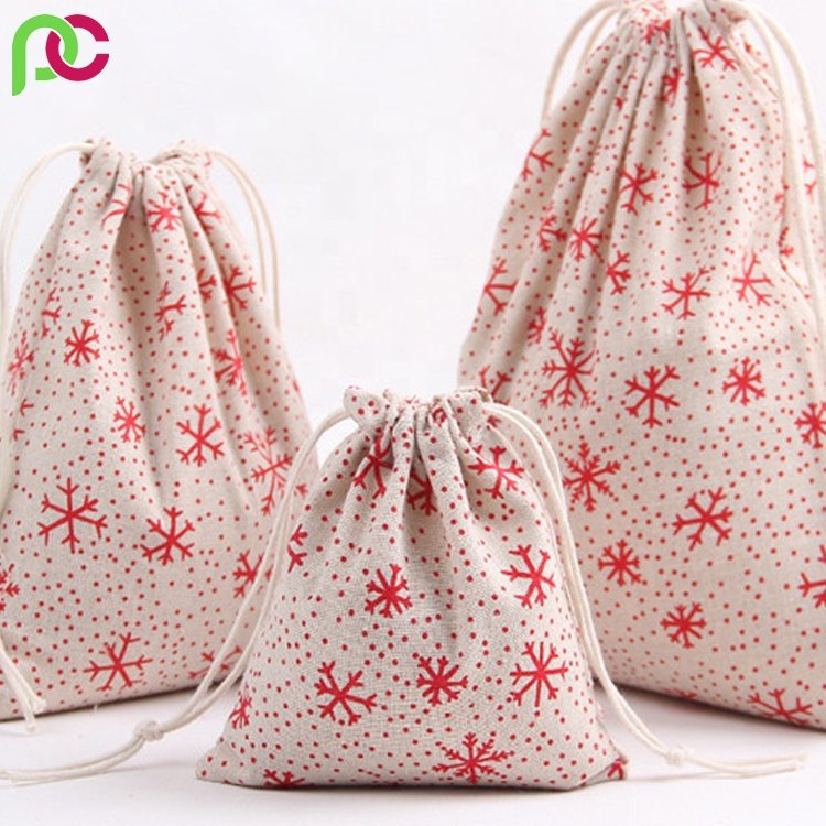 Quality Fabric Multi size Custom Printed Organic Canvas Cotton Tote Cosmetic Storage Gift Drawstring Pouch Bag