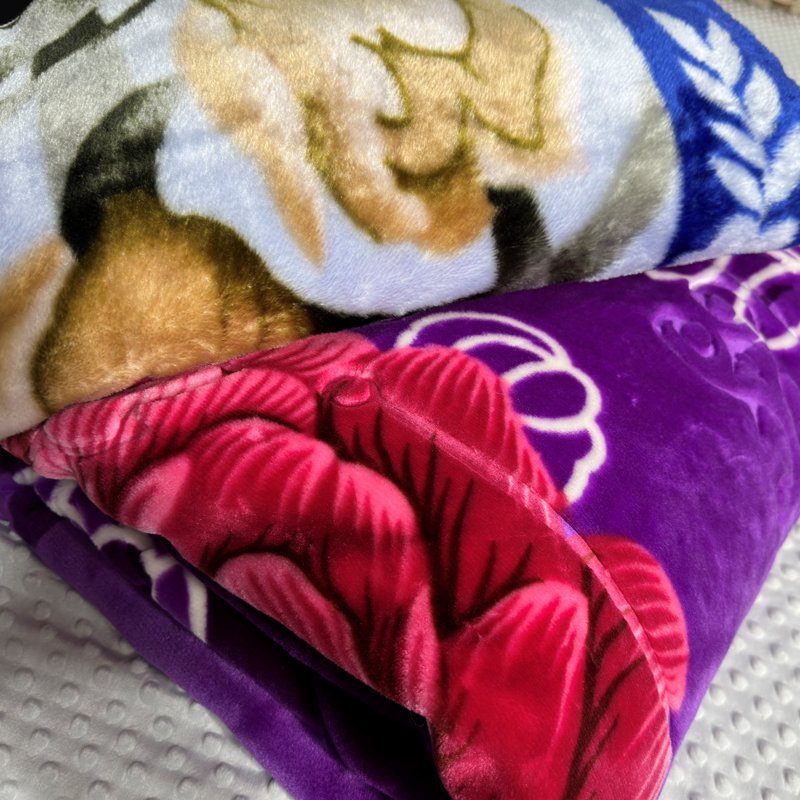 Wholesale Hot Sale Thick 100% Polyester Printing and Embossing Raschel Blanket Fabric for Winter