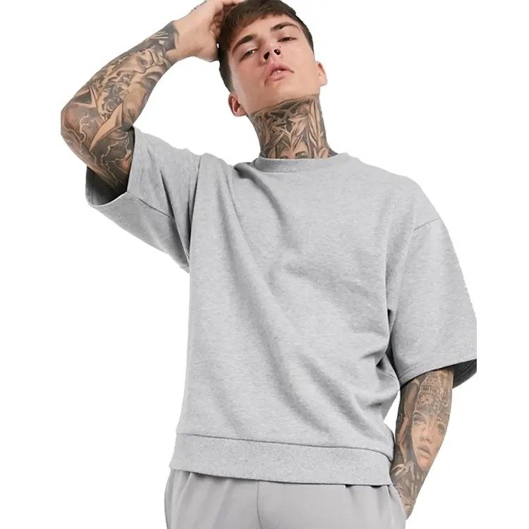 Custom split 2 color t shirt color block two tone t-shirt for men long line slim fit cotton sportswear two tone t-shirt