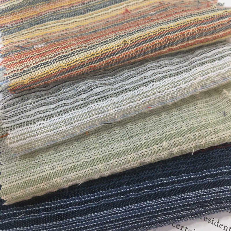 Sustainable plain colorful striped white stripe cotton linen woven bland viscose fabric business