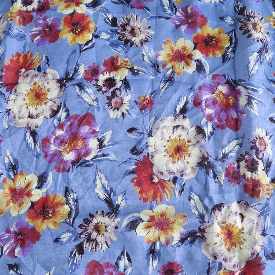 Digital printing floral design on 100% Linen fabric for dresses